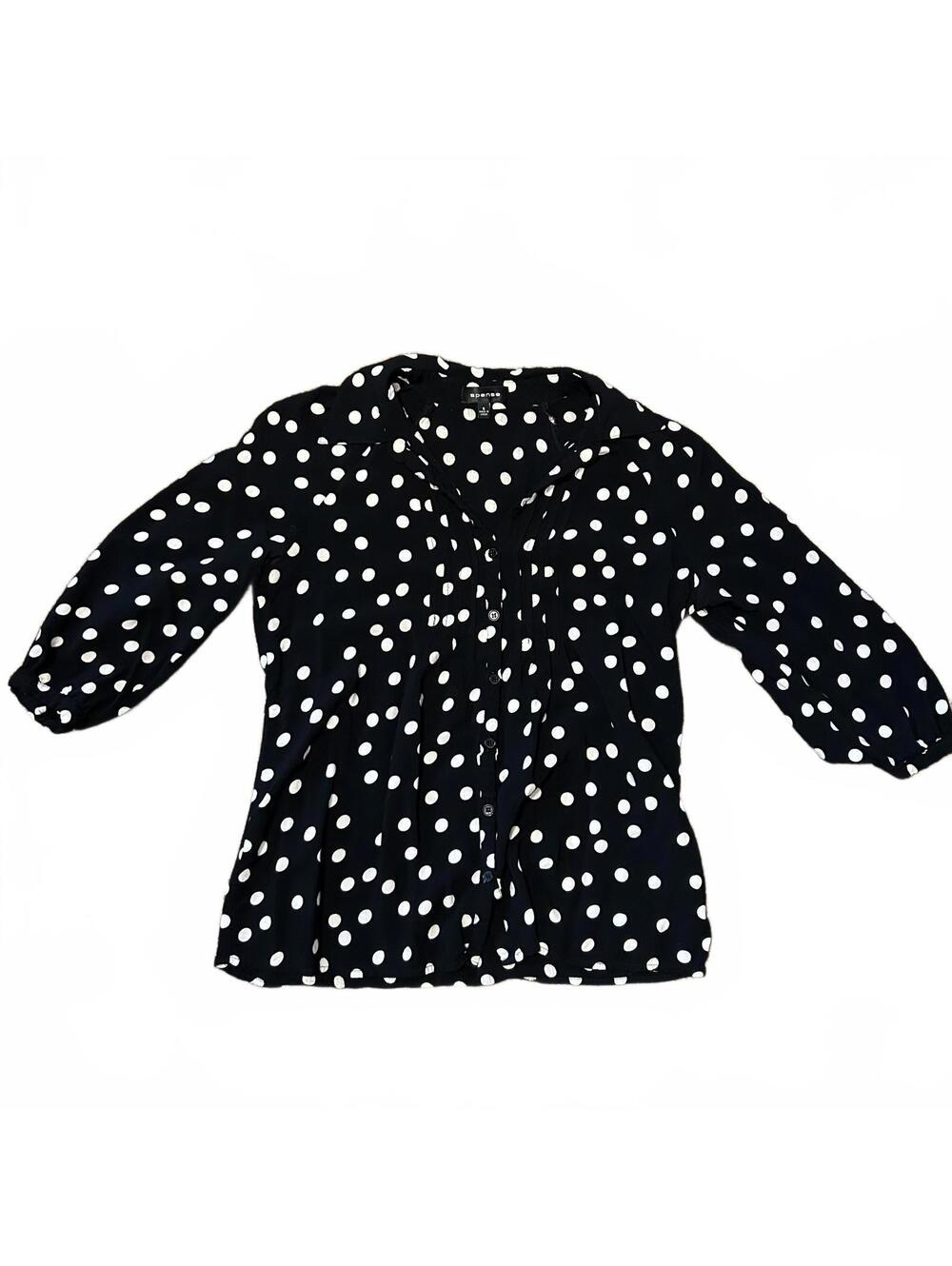 Black and White Polka Dot Top - Spense brand size Small